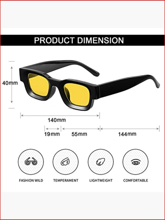 Thick Square Frame Chunky Rectangle Polarized Sunglasses UV400 Protection